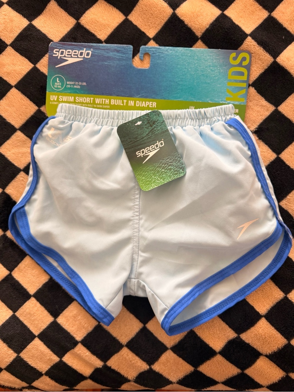 Speedo Boys' Light Blue UV Swim Shorts with Royal Blue Trim